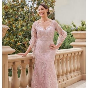 Jade Couture MOB Fit & Flare Womens dress altered to fit size 6/8 pink